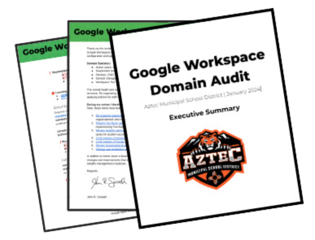 digital image of a document with the text "Google Workspace Domain Audit."